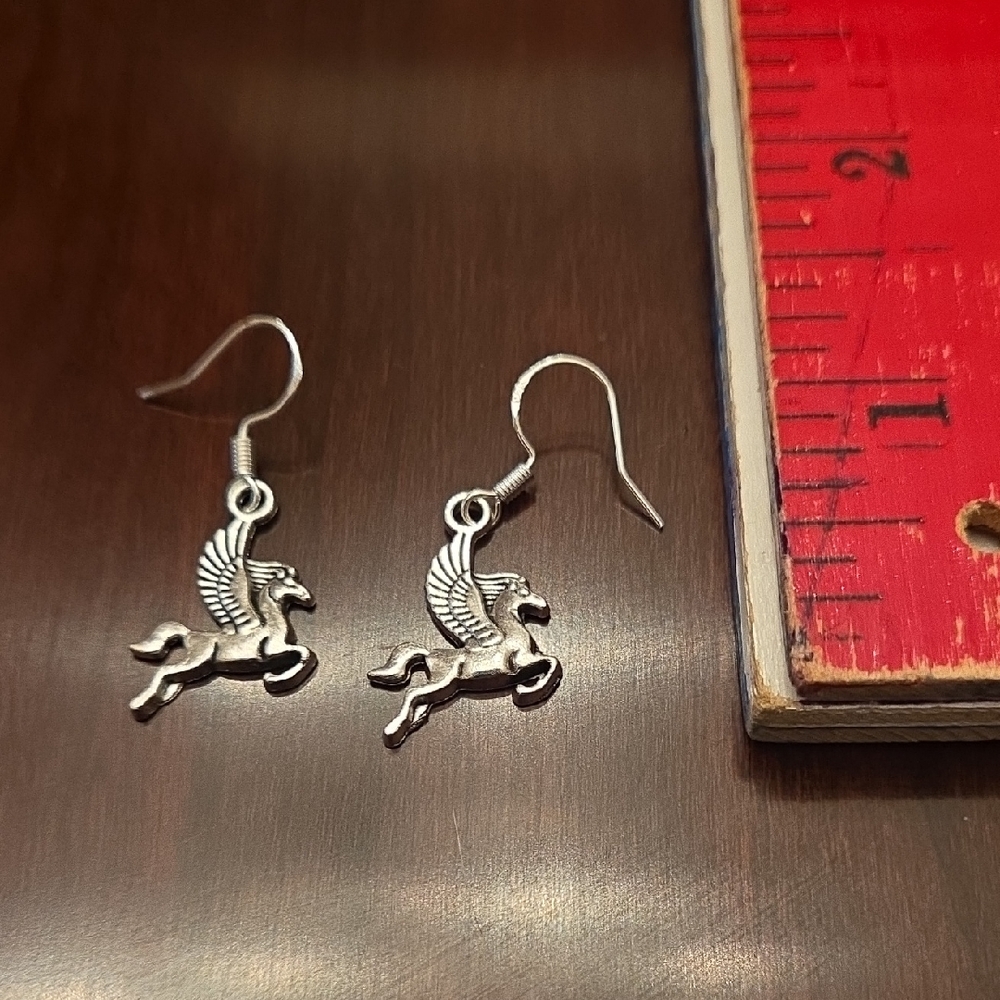 Silver Pegasus Earrings